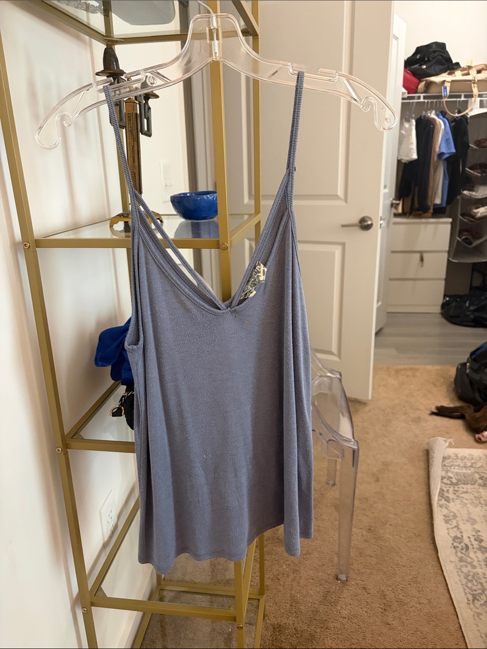 Light Blue Women's Spaghetti Strap Tank Top